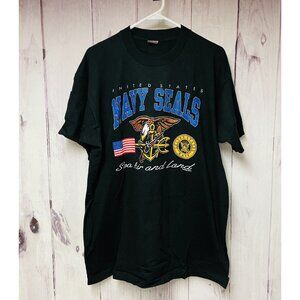 Vintage 1992 United States Navy Seals Sea Air Land Black XL Shirt Single Stitch